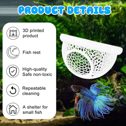 Floating Betta Hide & Shrimp Cave – All-in-One Aquarium Hammock, Feeder, and Safe Resting Spot for Stress-Free Fish Tanks