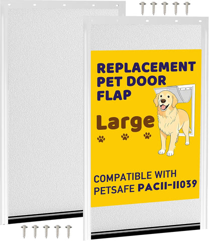 2PCS PAC11-11039 Dog Door Replacement Flaps for Dog, Doggy Replacement Flap Doors Compatible with Large Pet-Safes Freedom Doggie Doors, Large Size 10 1/8" X 16 7/8" (Frosted Transparent)