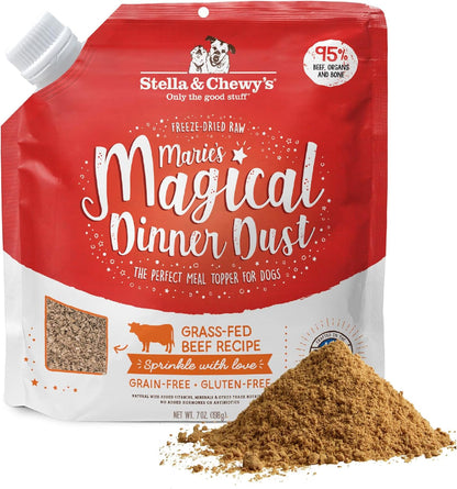 Stella & Chewy's Freeze-Dried Raw Marie’s Magical Dinner Dust - - Premium Beef Dog Food Topper with Organic Fruits & Vegetables - Perfect for Picky Eaters - 7oz