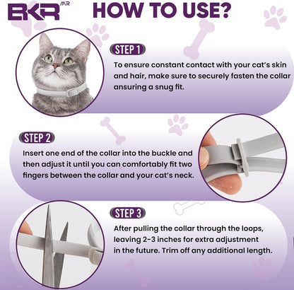 Cat Flea Collar 2 Pack 8-Month Protection Waterproof Natural Flea Collar for Cats Safe and Effective Includes Flea Comb and Tick Removal Tool Adjustable Size for All Cats & Kitten