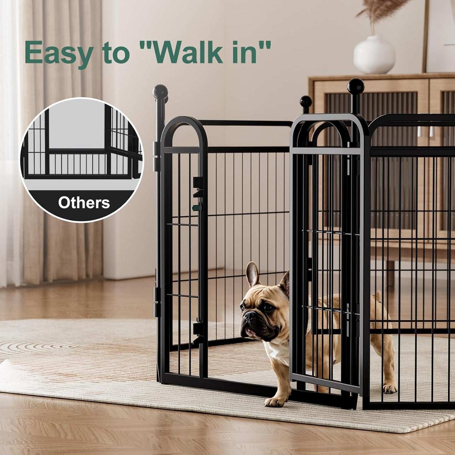 Gardner Pet Dog Playpens, 24" H 8 Panels Dog Pen Outdoor/Indoor Dog Fence Exercise Pen for Small/Medium Dogs, Foldable Pet Play Yard Gate with Gravity Automatic Lock, Pet Playpen, Black