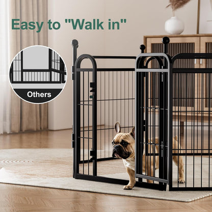 Gardner Pet Dog Playpens, 24" H 8 Panels Dog Pen Outdoor/Indoor Dog Fence Exercise Pen for Small/Medium Dogs, Foldable Pet Play Yard Gate with Gravity Automatic Lock, Pet Playpen, Black