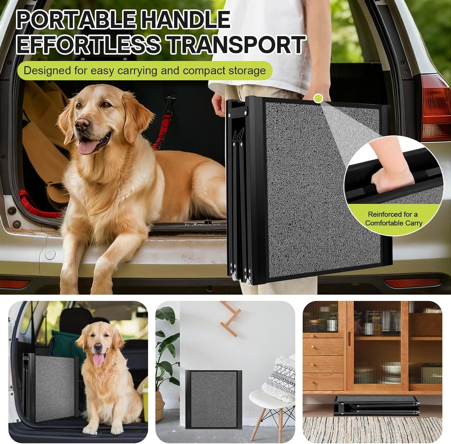 𝟕𝟏'' & 𝟐𝟎" Wide Dog Ramp for Large Dogs, Holds 250LBS & Gentle Slope for Joint Care - Dog Car Ramp with Upgrade Non-Slip Surface - Portable Folding Pet Ramps for Senior Pets Enter into SUV, Truck