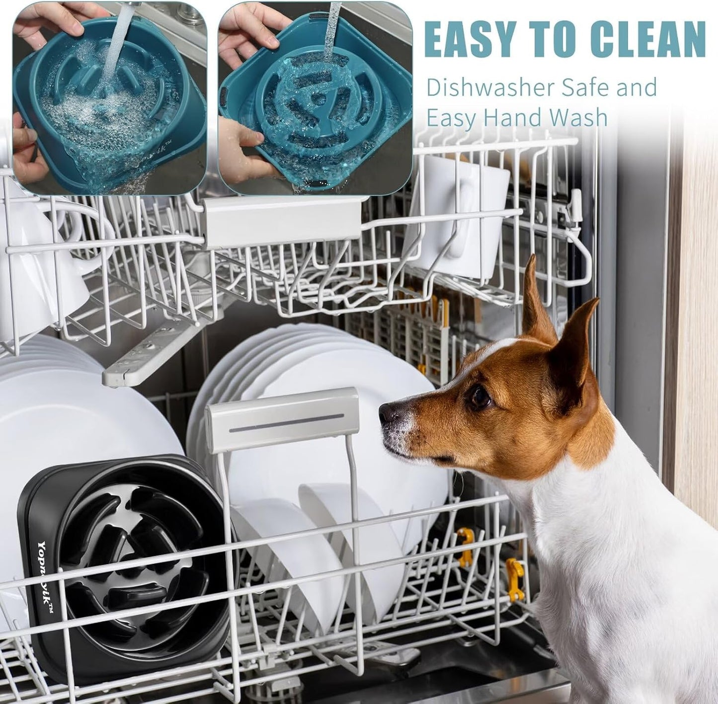 2 Pack Slow Feeder Dog Bowls for Healthy Eating, Non-Slip and Anti-Choking Design, Reduces Bloating & Overeating for Medium Dogs and Cats, Easy to Clean