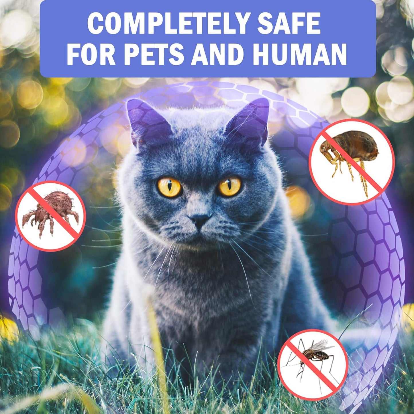 Flea and Tick Collar for Cats 2 Pack, 8-Month Plant-Based Formula with Natural Essential Oils, Waterproof and Comfortable Fit, Comes with Free Comb