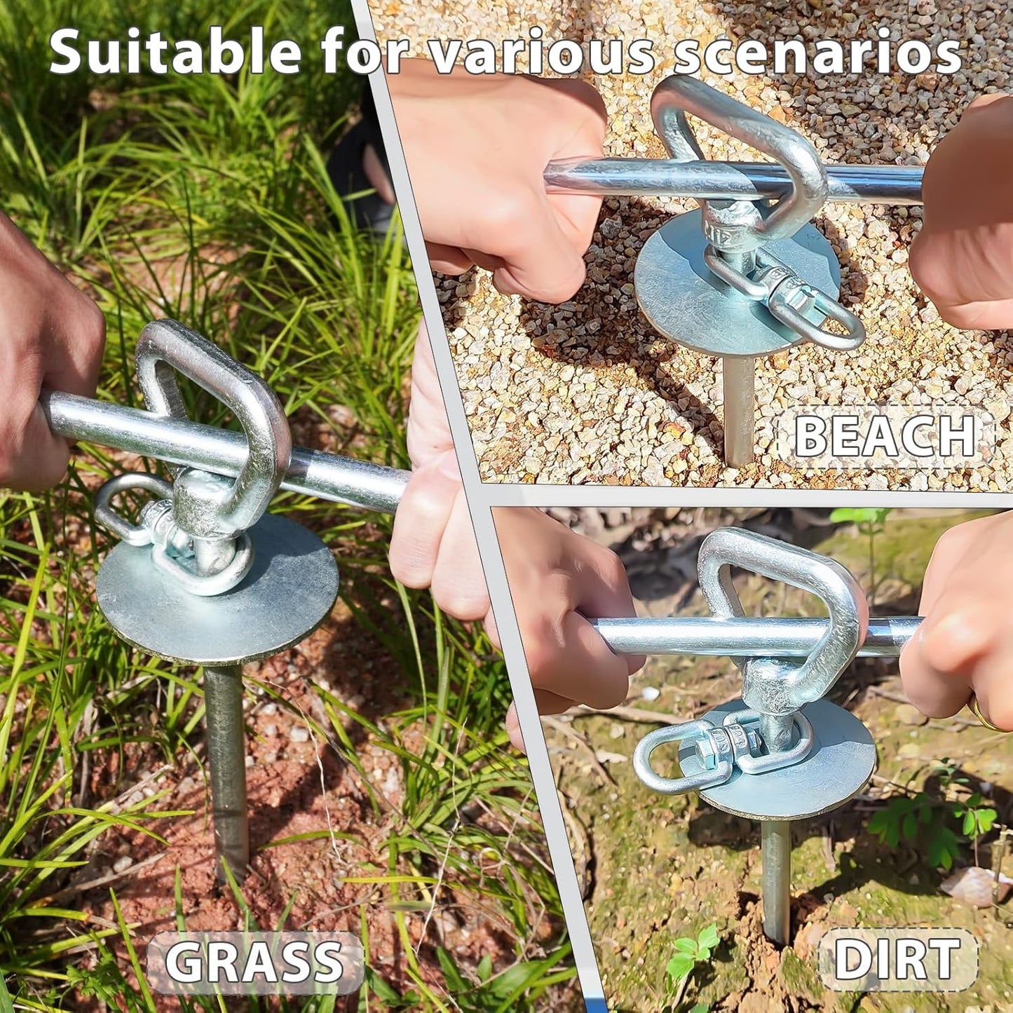 Heavy Duty Dog Tie-Out Cable and Stake for Yard Camping, with 50Ft Heavy Duty Cable with Spring, for Small Medium Large Dogs up to 200 lbs, 360°Swivel Dog Run- No Tangle, Spiral Dog Stake (Set)