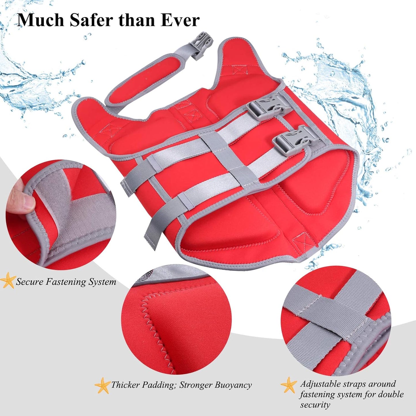 VIVAGLORY + Neoprene Dog Life Vest + High Buoyancy Dog Life Jacket, Lightweight & Buoyancy, Swimming Vest with Handle