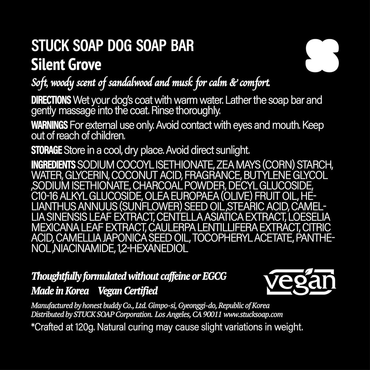 Vegan Dog Shampoo Bar Premium K-Beauty Inspired Gentle Dog Shampoo Bar for Sensitive Skin with Green Tea, Camellia Oil & Centella Asiatica, Elegantly Scented (Silent Grove)