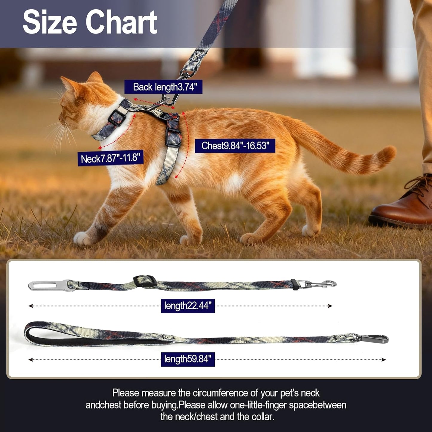 Cat Harness and Leash Set, 3-in-1 Escape Proof Adjustable, Comfortable Soft Lightweight, Safe, Easy to Wear, Walking Travel Kitten Harness for Small Medium Large Cats (Army Green)