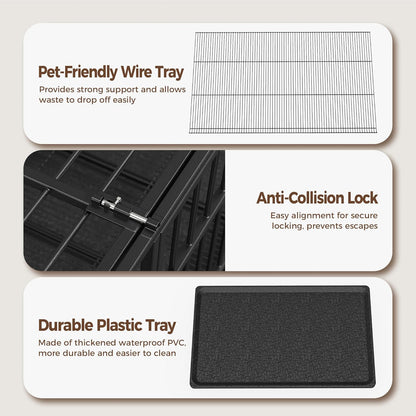 48" Dog Crates for Large Dogs, Upgraded 4 Lockable Wheels, Removable Door, Dog Kennel Indoor, Max Load 300Lbs, Easy to Clean, Removable Tray, XL Dog Cage for Large and Medium Dogs