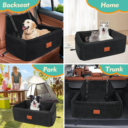 Dog Car Seat for Large Medium Dogs,Portable Washable Pet Car Seat Under 55 lbs,Dog Booster Seat with Thick Cushion,2 Safety Leashes Travel Car Dog Bed