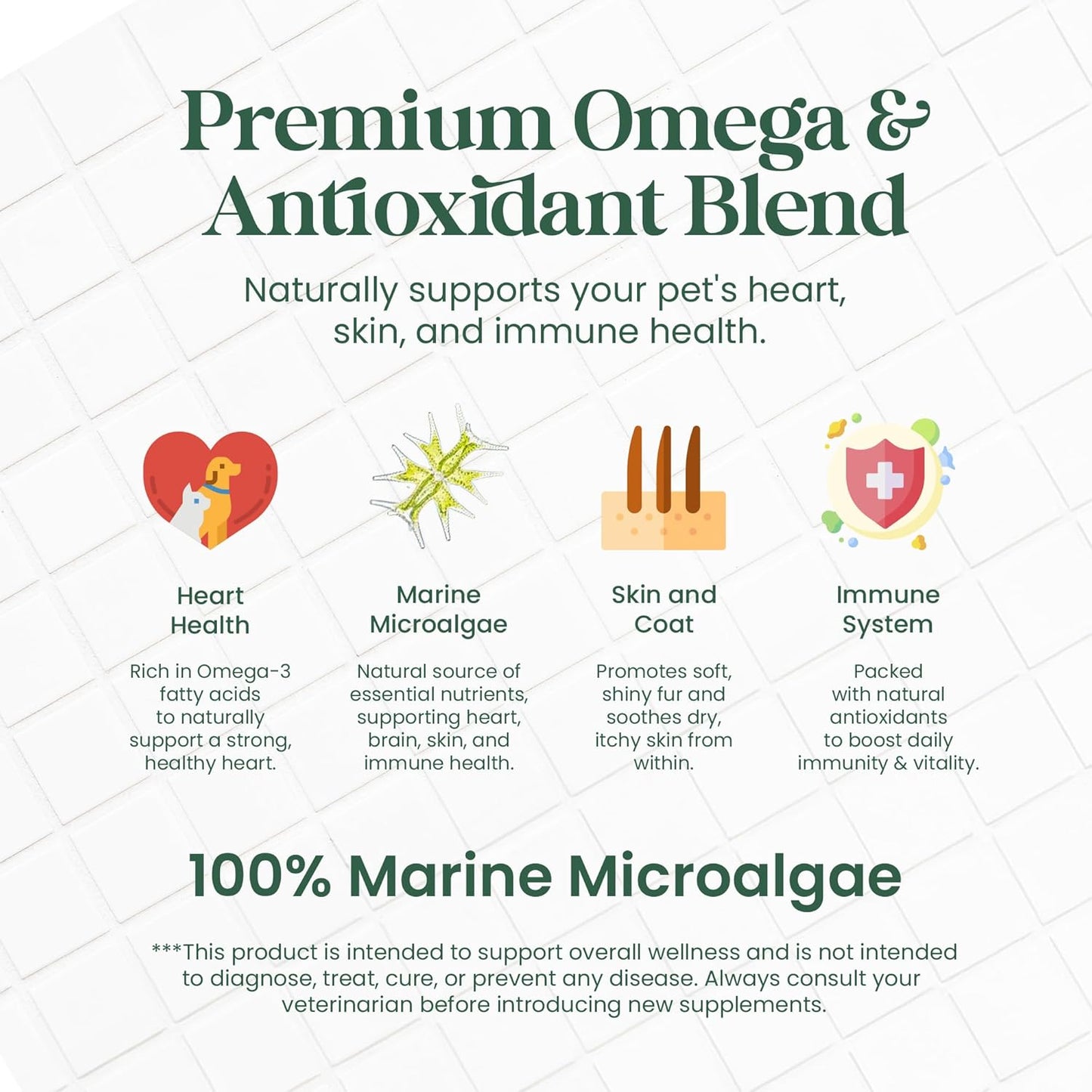 Wellness Bundle for Dogs or Cats – Prebiotic & Probiotics for Digestion & Immune Support – Phytoplankton Omega & Multi Supplement for Overall Health & Energy