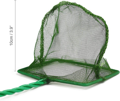 4 Pcs Aquarium Fish Net, 4 Inch Quick Catch Mesh Nylon Fishing Nets with Plastic Handle - Green