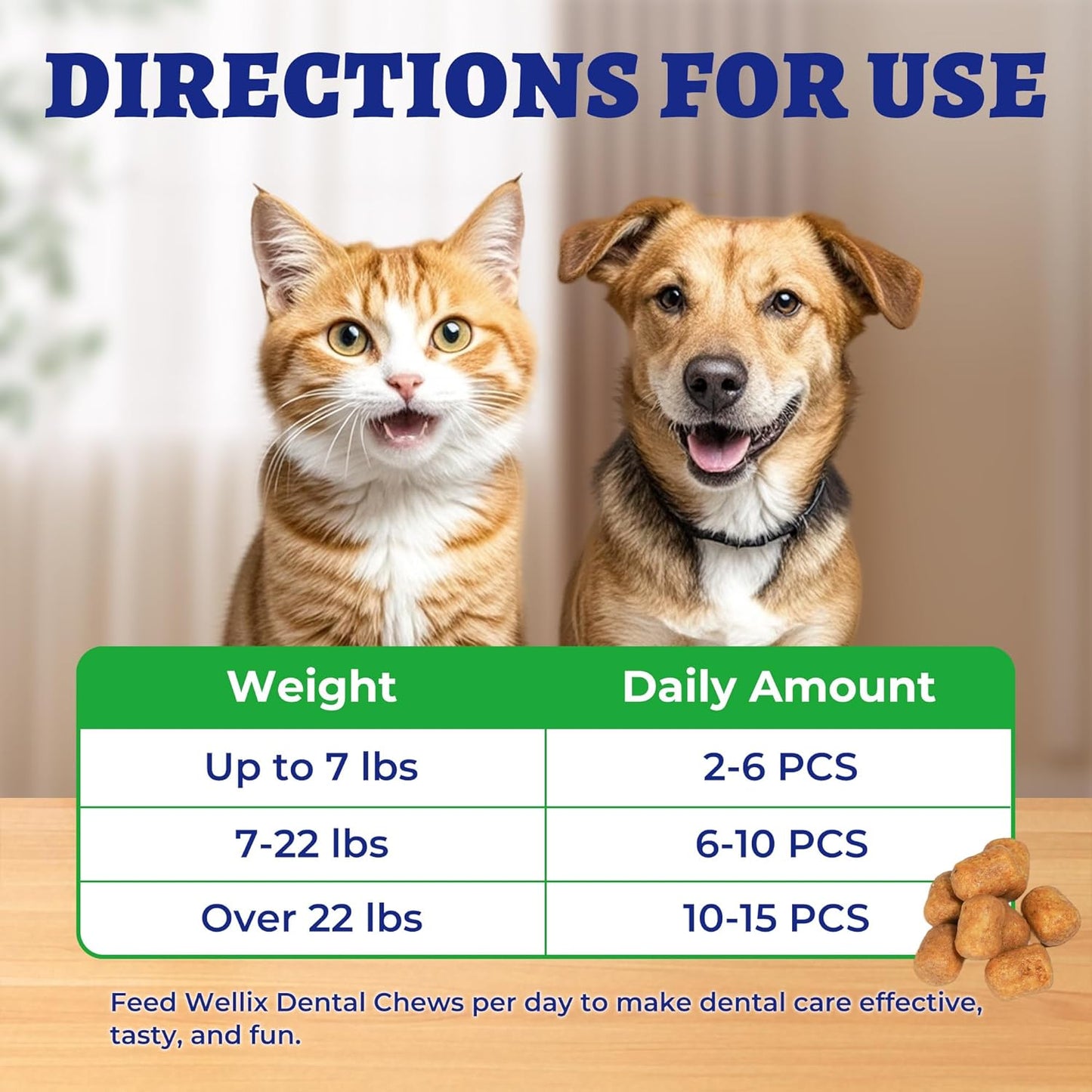 Wellix Dental Treats for Cats and Small Dogs - Crunchy Cat Teeth Cleaning Treats for Fresh Breath & Plaque Control - Pet Dental Chew for Kittens&Puppy - Chicken Flavor (8.82oz)