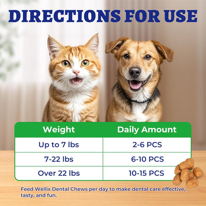 Wellix Dental Treats for Cats and Small Dogs - Crunchy Cat Teeth Cleaning Treats for Fresh Breath & Plaque Control - Pet Dental Chew for Kittens&Puppy - Chicken Flavor (8.82oz)