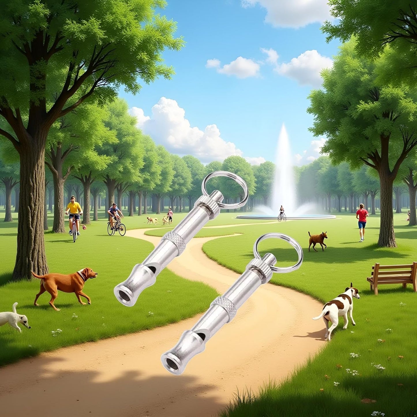 BWESOO 2Pcs Silver Adjustable Ultrasonic Dog Whistle, Portable Whistle Pet Whistle Supersonic Whistle Dog Whistles for Pet Training，Training and Behavior Aids, Dog Whistles