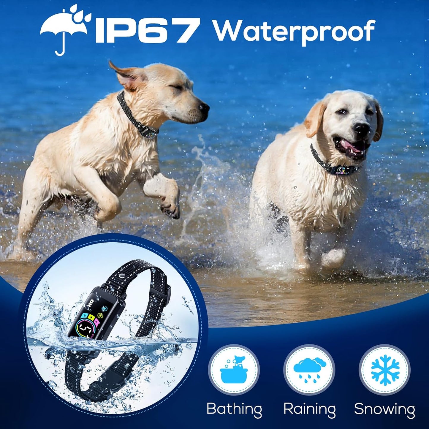 Bark Collar, 2 Pack Smart Dog Bark Collar for Large Medium Small Dogs, Anti Barking Device for Dogs Training Collar with Beep Vibration Harmless Shock, 5 Adjustable Sensitivity (Black)