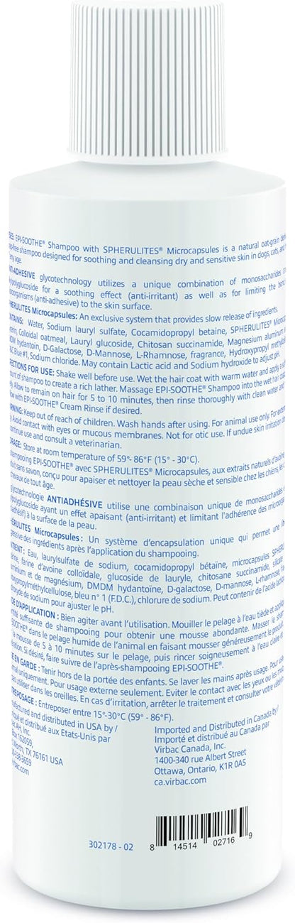Virbac Epi-Soothe Pet Shampoo For Dogs, Cats & Horses (16 oz) - For Dry or Sensitive Skin