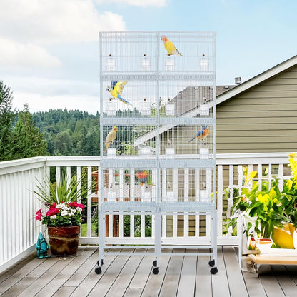 Garvee Bird Cage, 69''H LOT-4 Stackable Breeding Bird Cage, Divided Finch Breeder Cage w/IndividualRemoveble Tray, Application for Conure,Macaw,Budgie,Cockatiel,Lovebirds,Parakeet