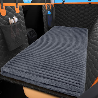 FURTIME Backseat Pet Bed Mat, Non-Slip Dog Bed for Car Back Seat, Washable Travel Pet Mat with Removable Cover, Dog Seat Covers Protector Fit for Backseat Extenders and Trucks SUVs, 54"x 24.8", Grey
