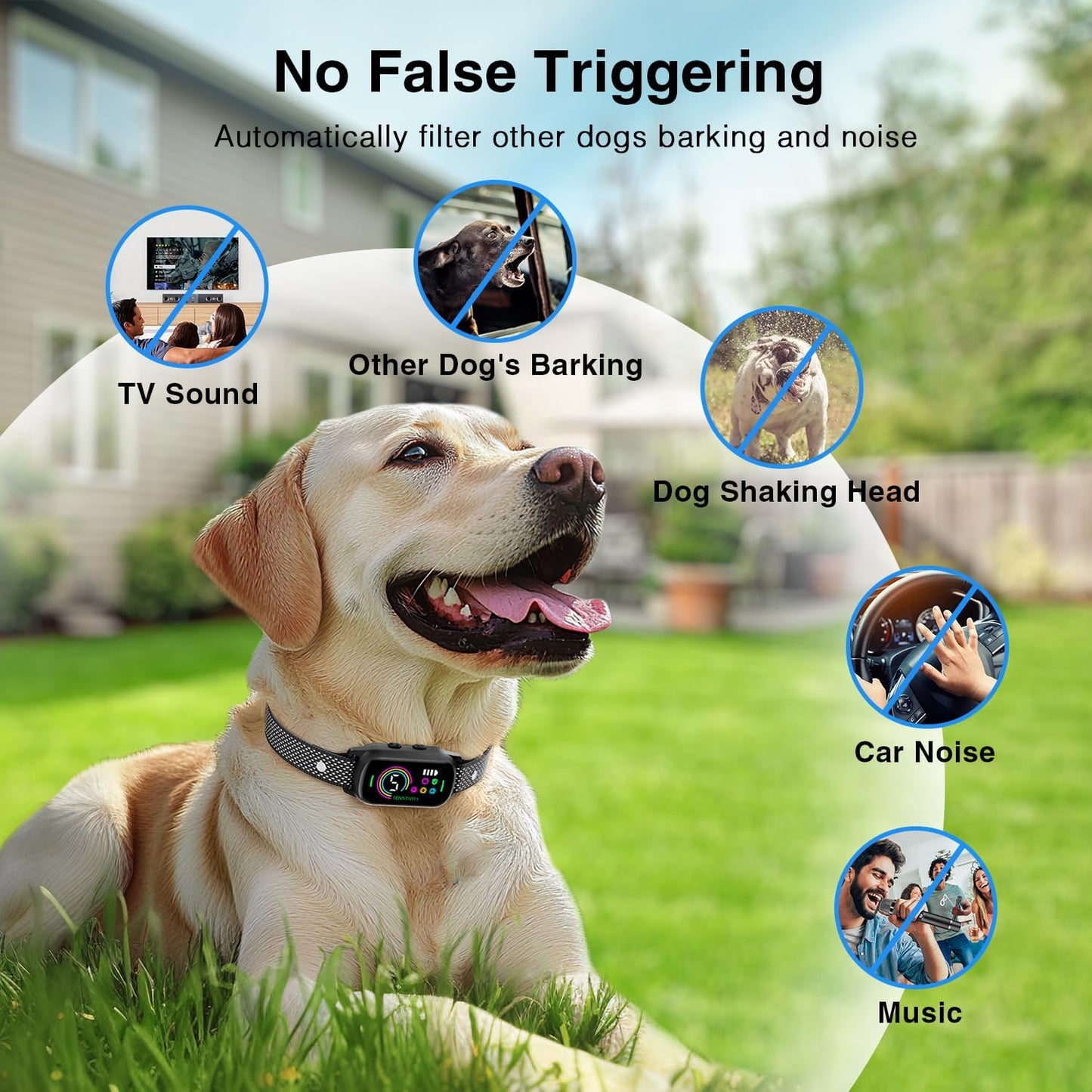 2 Pack Bark Collar, Rechargeable Dog Bark Collar for Large Medium Small Dogs, Smart Training Collar with 5 Adjustable Sensitivity Beep Vibration Harmless Shock, Anti Barking Device for Dogs