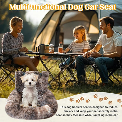 Car Seat Dog with Safety Straps,Fluffy Safety Pet Seat,Removable and Easy to Clean Protects from Dirt (Dark Coffee, 23 * 23in)
