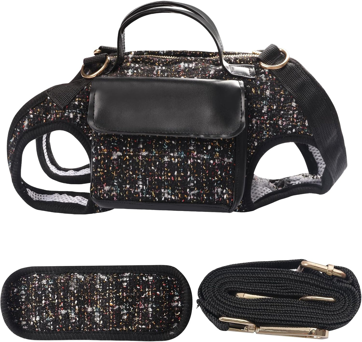 Dog Lift Harness Backpack for Small Dogs, Adjustable Straps Dog Sling Carrier for Hiking, Travel, Outdoor – Black Small