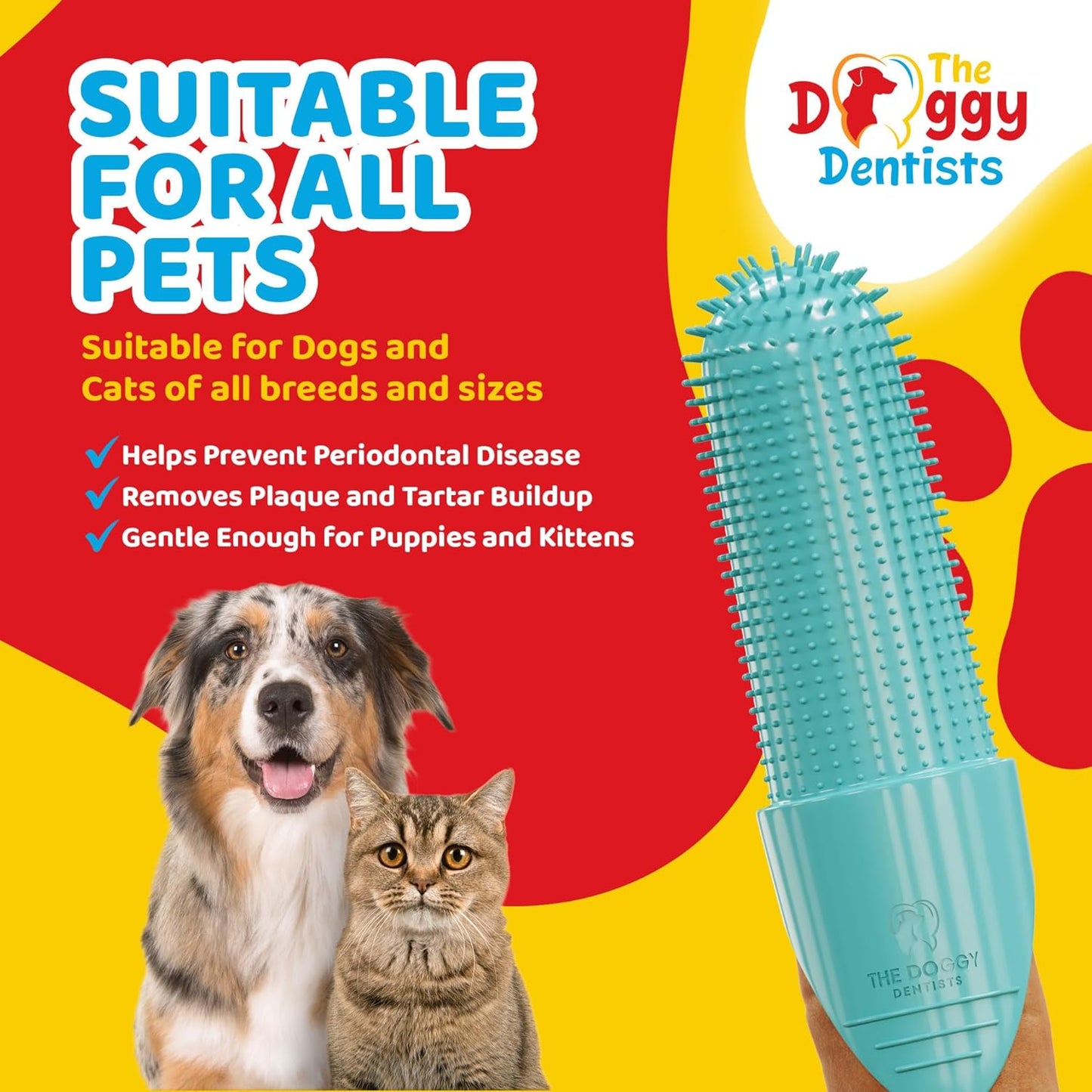 Dog Toothbrush Cat Puppy Finger Toothbrush | Pack of 2 with Storage Cases | Remove Plaque & Tartar Fights Bad Breath | 360° Bristles | Cat Dog Teeth Cleaning Products