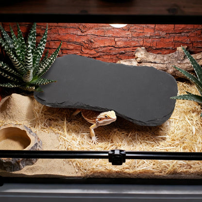 3 Pack Reptile Basking Platform, 11''x5.5'' Tortoise Rock Plates, Bearded Dragon Feeding Slate, Lizard Bathing Resting Rock Slab for Gecko Chameleon Snake Frog Habitat Accessories