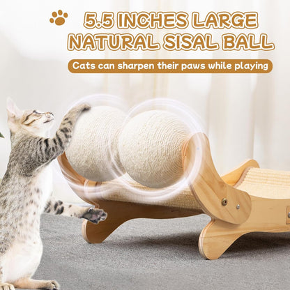 Cat Scratcher Bed Sisal Cat Scratching Pad 27 Inches Scratch Lounger for Indoor Cats Hammock Chair with Large Sisal Ball, Furniture Protector