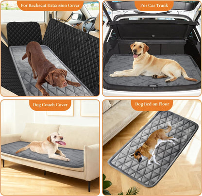 Petskd Non-Slip Dog Bed for Car Back Seat Cover, Soft Pet Mat fits Backseat Extenders, Portable and Easy Clean Dog Mats for Trucks, SUVs, Couch, Camping(Grey)