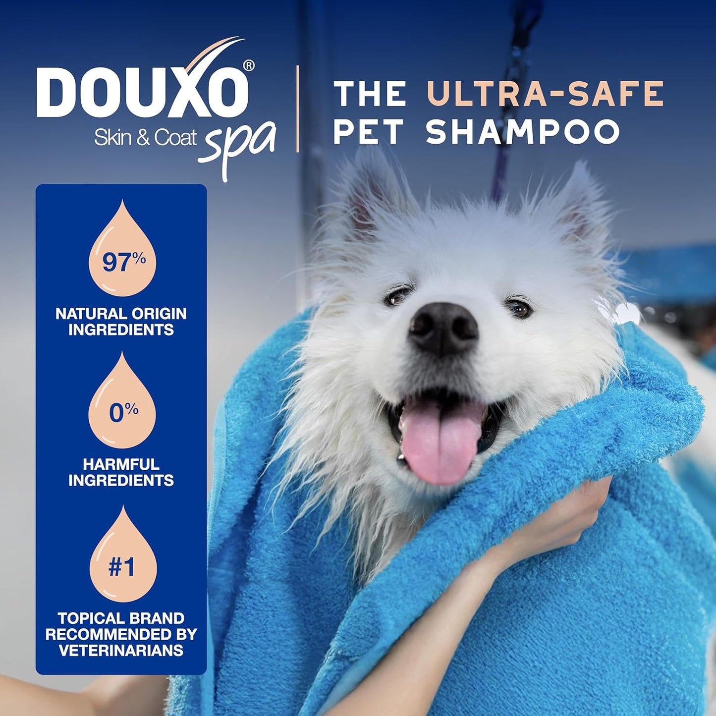 DOUXO® Skin & Coat SPA – Ultra-Safe Combo for Dogs, Shed Control Shampoo (16 fl oz, Cleanses & Reduces Shedding) + Detangling Spray (10 fl oz, Safely Detangles)