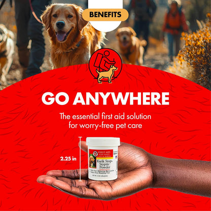 Miracle Care Kwik Stop Styptic Powder for Dogs, Cats and Birds, 1.5 Ounce, Fast-Acting Blood Stop Powder with Pain Relieving Benzocaine