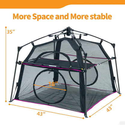 Extra Large Catio Outdoor Cat Enclosure 2-Tier Cat Tent for Patio, Balcony, Indoor & Outdoor, Foldable Cat Playpen with 3 Doors, Weatherproof Sunproof with Fashionable carrybag（Patented）