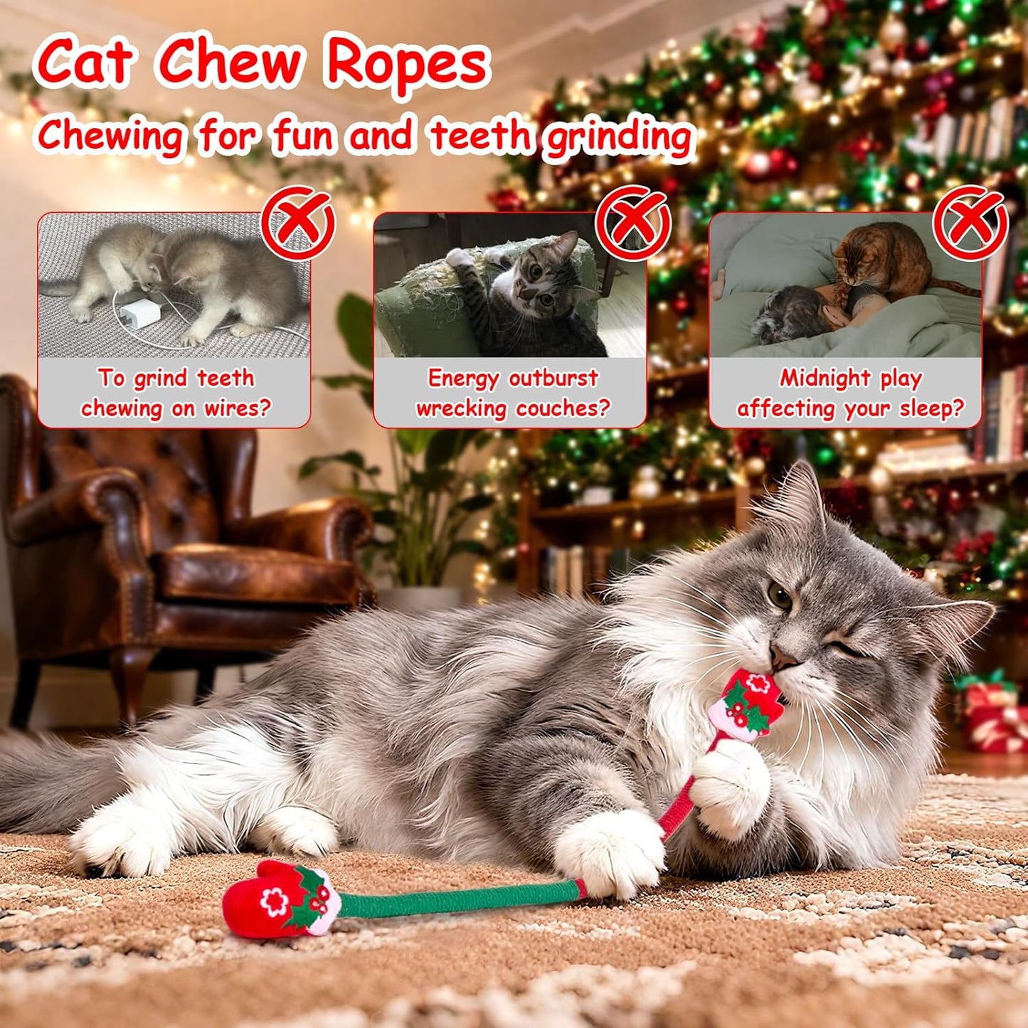 Retro Shaw Christmas Catnip Toys, Kitty Xmas Bundle Cat Toys 8PCS