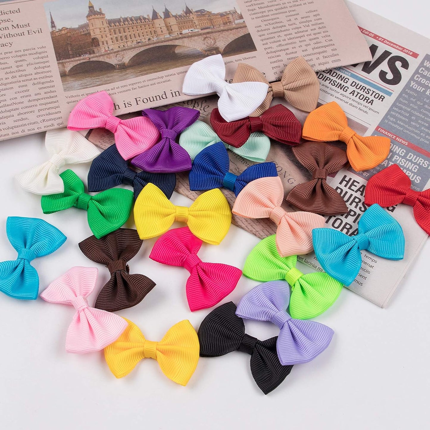 XIMA 48PCS(24pairs) Dog's Hair Bows Clips,Small Handmade Hair Accessories Bow Pet Puppy for Doggies Cat Kitten Rabbit Grooming Accessories (Mixcolors-48pcs Bows Hair Clip)