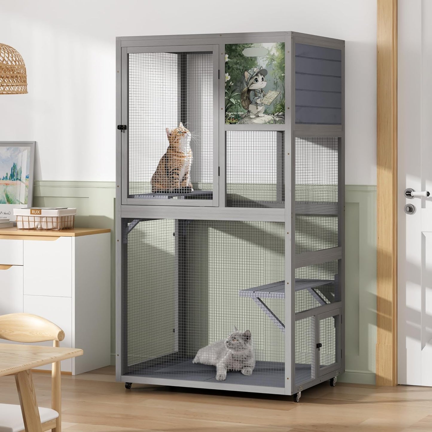 COZIWOW Outdoor Wooden Cat Catio – Weatherproof, Easy Assembly, for Backyard/Patio/Balcony, for Indoor & Outdoor Cats