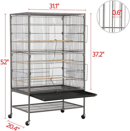 Yaheetech 52-inch Wrought Steel Standing Large Flight King Bird Cage for Cockatiels African Grey Quaker Amazon Sun Parakeets Green Cheek Conures Pigeons Parrot Bird Cage Birdcage with Stand