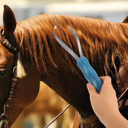 Horse Grooming Brush Stainless Steel Shedding Scraper for Equines and Cattle Portable Deshedding Tool and Itch Relief in Stables
