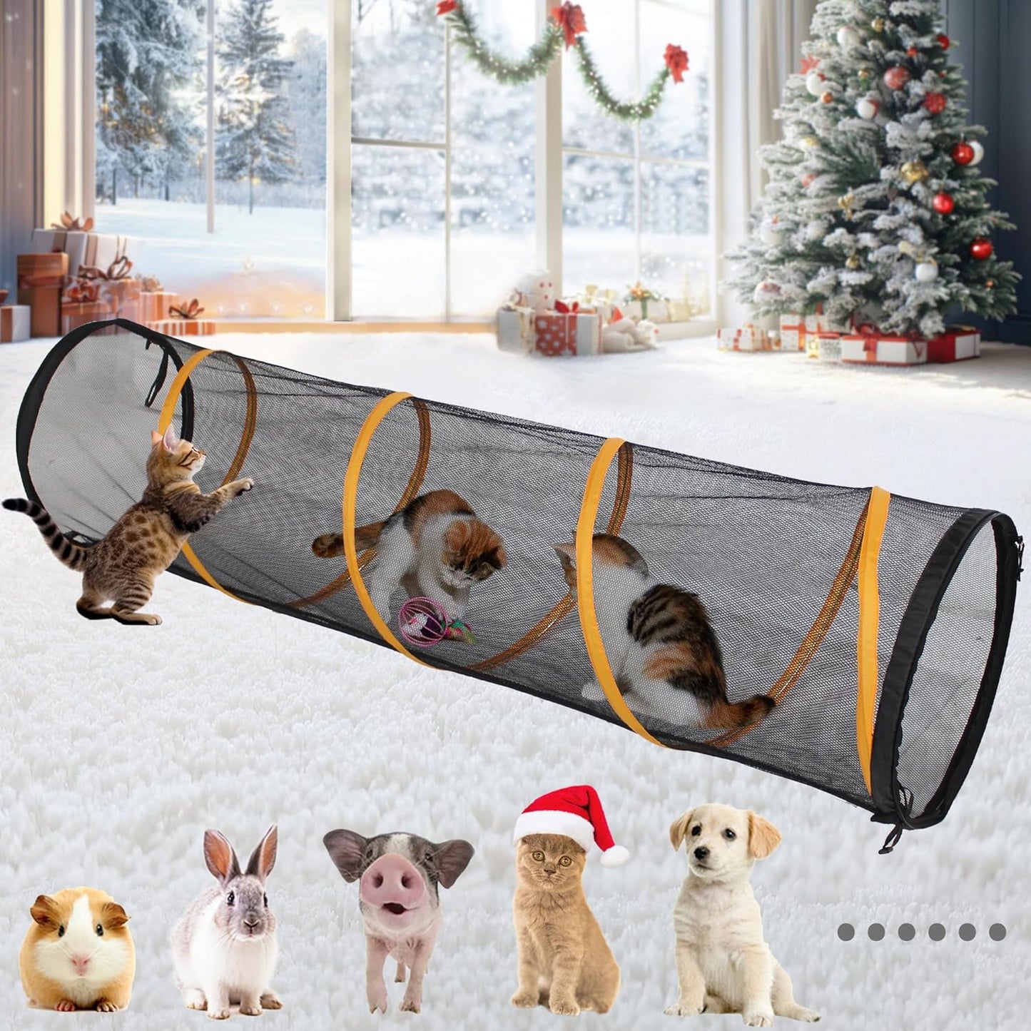 Extra Large Catio Outdoor Cat Enclosure,3 Tier Cat Tower Tent Weatherproof & Sunproof with 3 Doors(with Two Kinds of Canopies), Foladable and Portable Plus 3 Run Tunnels