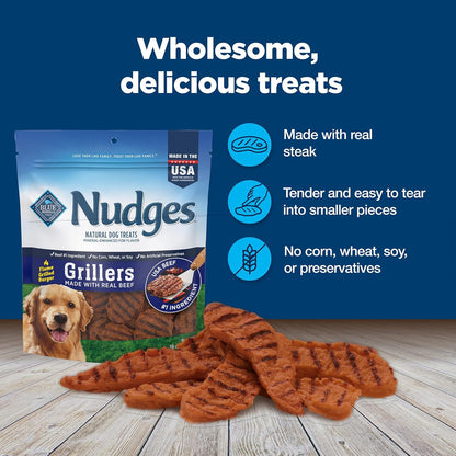 Blue Buffalo Nudges Grillers Natural Dog Treats, Beef, 16oz