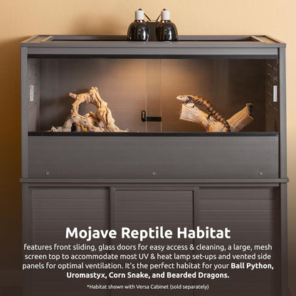 New Age Pet ECOFLEX 48" Wide Large Reptile Habitat, Mojave Lounge for Snakes, Tortoises & Lizards in Maple, Black & Grey, Easy Assembly, Sliding Glass Doors & Mesh Top