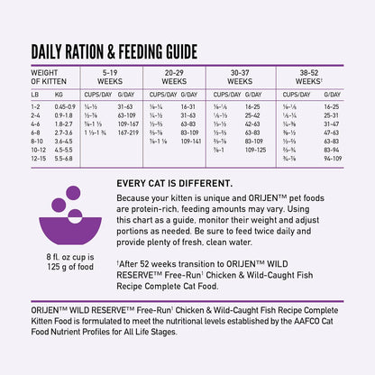 ORIJEN Wild Reserve Dry Cat Food Free-Run Chicken & Wild-Caught Fish Kitten Recipe 3.5lb Bag
