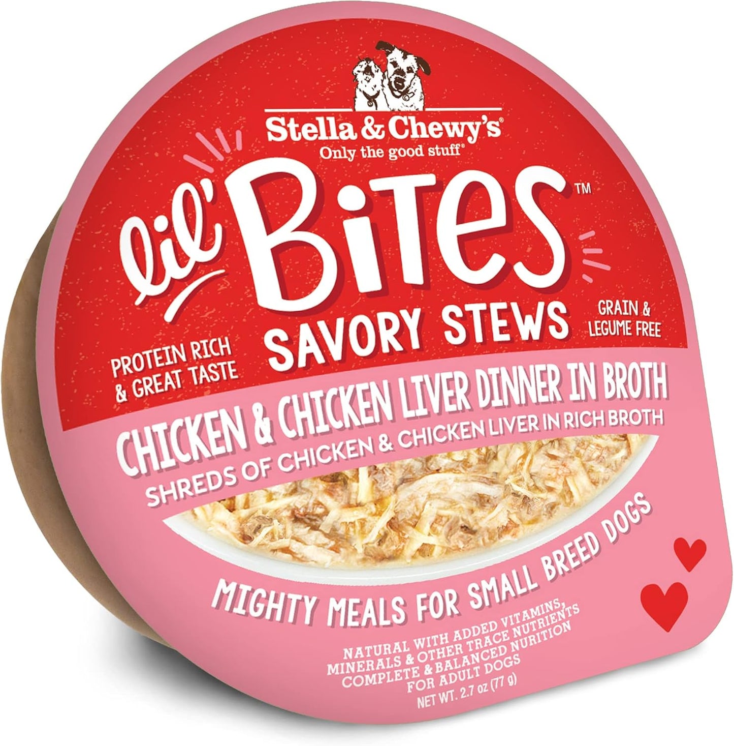 Stella & Chewy's Lil Bites Savory Stews for Small Breeds Chicken & Chicken Liver Dinner in Broth, 2.7 oz. Cups (Pack of 12)