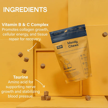 KVP Mendy Chews Multivitamin Treats for Dogs - Joint Support + Muscle Recovery - Recovery and Wellness Chew - Chicken Flavor - 60 Count