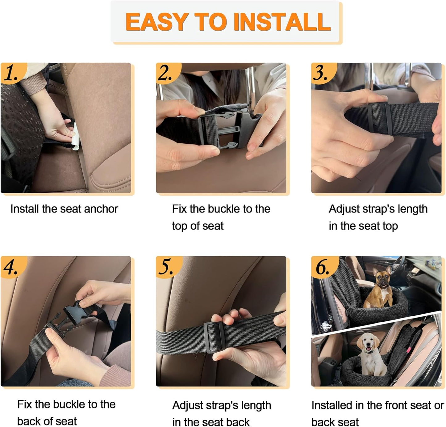 Sephyroth Dog Car Seat for Small/Medium Dogs,Dog Car Bed Washable Pet Travel Safety Car Seat,Super Soft Safe Removable Pet Booster Seat,Fits for All Cars(Black)