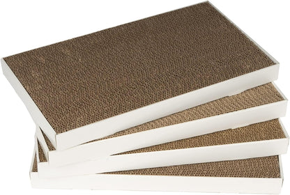 Amazon Basics Corrugated Cardboard Cat Scratchers, 4 Pack, White