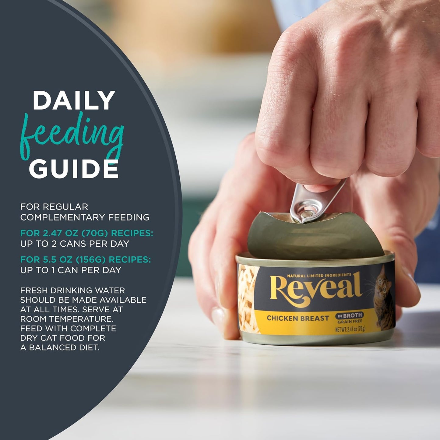 Reveal Natural Wet Canned Cat Food, Limited Ingredient, Grain Free, High Protein with No Artificial Additives, Fish and Chicken Variety in Broth, (12 x 2.47 oz Cans)