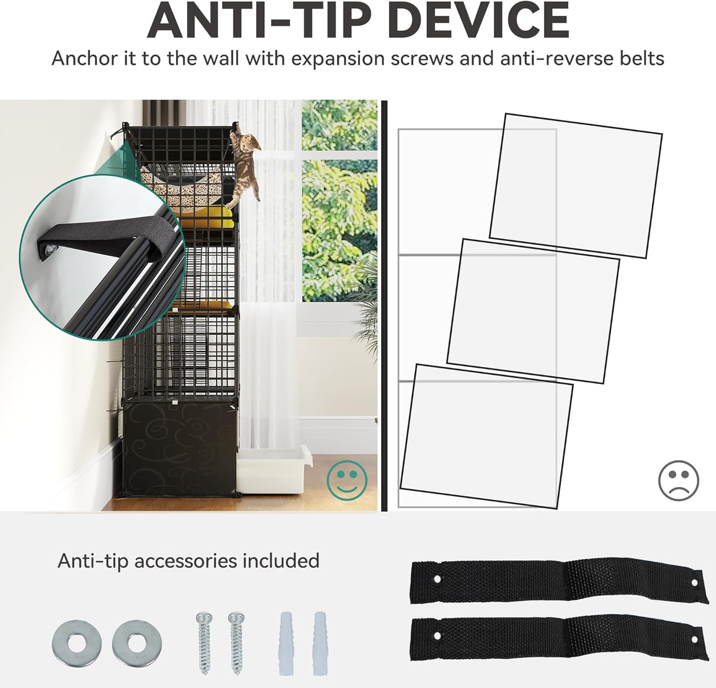 YITAHOME 4-Tier Cat Cage with Litter Box: Kittens House Indoor Multi-Level Enclosure for 1-3 Small Cats, Black
