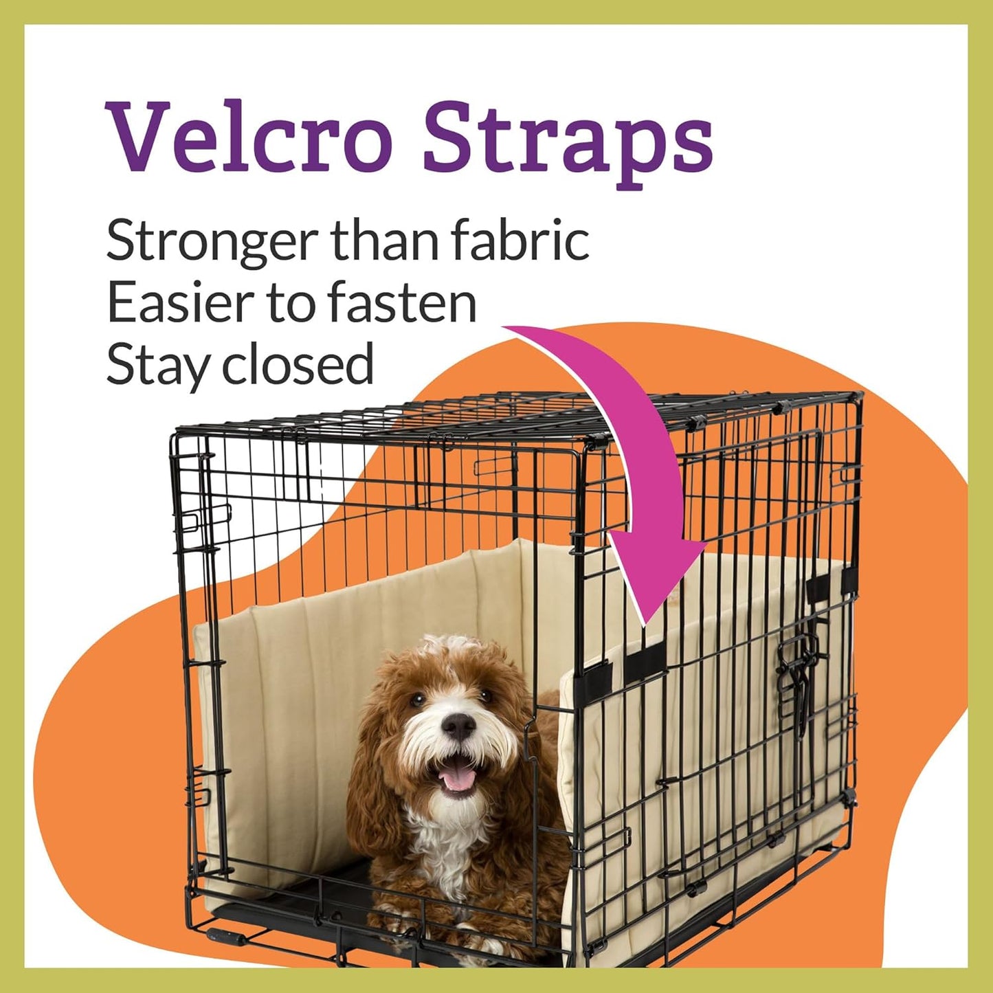 Pet Dreams Dog Crate Bumper & Mat Set with Bonus Donut Toy - Comfy Liner & Dog Tail Protector for Inside Crate, fits iCrate Cages 18, 24, 30, 36, 42, 48 Inches (Khaki, Medium, 30“)